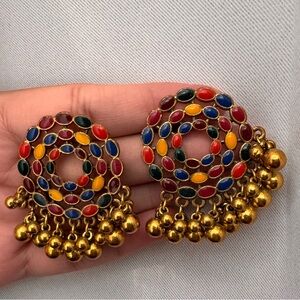 Multicolor Statement Jhumka Earrings